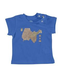 T-shirt Bébé Manche Courte Bleu Ain 01 Departement Bourg en Bresse Carte Ancienne Rhône-Alpes