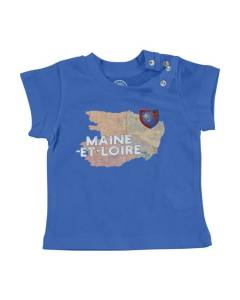 T-shirt Bébé Manche Courte Bleu Maine et Loire 49 Departement Angers Carte Ancienne