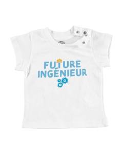 T-shirt Bébé Manche Courte Blanc Future Ingénieur Métier Sciences