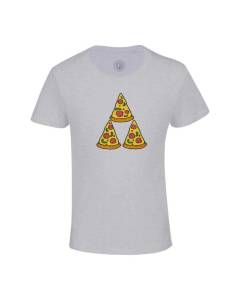 T-shirt Enfant Gris Tri Pizza Tri force Parodie Jeux Video Vintage Retro Gaming