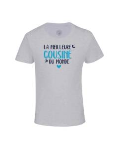 T-shirt Enfant Gris La Meilleure Cousine du Monde Famille Cousins