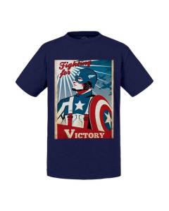 T-shirt Enfant Bleu Captain America Victoire Avengers Super Heros Comics