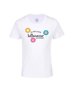 T-shirt Enfant Blanc Le Meilleur Influenceur du Monde Réseaux Sociaux Internet