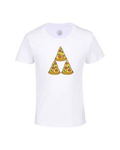 T-shirt Enfant Blanc Tri Pizza Tri force Parodie Jeux Video Vintage Retro Gaming