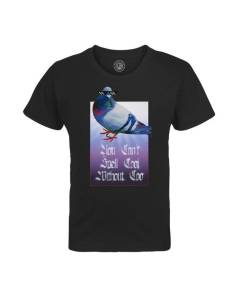T-shirt Enfant Noir You Can't Spell Cool Collage Vintage Illustration Art Animal Pigeon Humour Puns Zoomer Streetwear Parodie