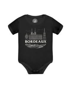 Body Bébé Manche Courte Noir Bordeaux Minimalist Ville France Vin Voyage