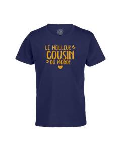 T-shirt Enfant Bleu Le Meilleur Cousin du Monde Famille Cousins Idée Cadeau