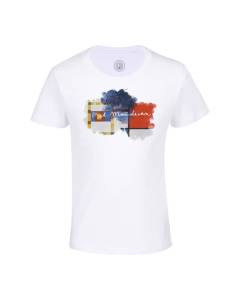 T-shirt Enfant Blanc Mondrian Signature Peinture Peintre Artiste Cubism Abstract De Stijl