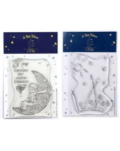 2 Tampons transparents Le Petit Prince Lune et Paysage