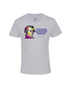 T-shirt Enfant Gris Le Vrai Génie Sans Coeur Est Un Non-sens Mozart Citation Musique Créativité