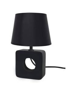 TOSEL Lampe à poser 1 lumière - luminaire intérieur - tissu  noir - Style inspiration nordique - H25,5cm L16cm P16cm