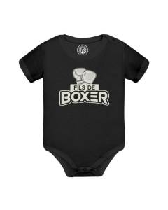 Body Bébé Manche Courte Noir Fils de Boxer Enfant Combat Humour Boxe