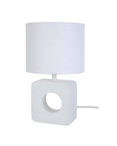 TOSEL Lampe à poser 1 lumière - luminaire intérieur - tissu  blanc - Style inspiration nordique - H25,5cm L15cm P15cm