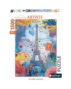 Puzzle 1500 pièces - Tour Eiffel multicolore - Nathan - Puzzle Adultes - Dès 14 ans