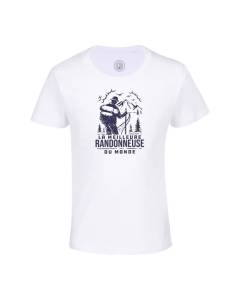 T-shirt Enfant Blanc La Meilleure Randonneuse du Monde Rando Marche Montagne Randonne