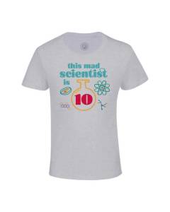 T-shirt Enfant Gris This Mad Scientist is 10 Anniversaire Celebration Cadeau Anglais Science Theme
