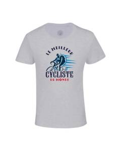 T-shirt Enfant Gris Le Meilleur Cycliste du Monde VTT Route Cyclisme