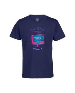 T-shirt Enfant Bleu Raised Retro Gaming Jeux Video Vintage Game Classiques Arcade