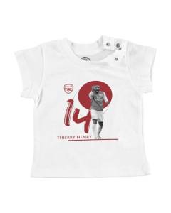 T-shirt Bébé Manche Courte Blanc Thierry Henry Arsenal Vintage Footballeur Foot Star