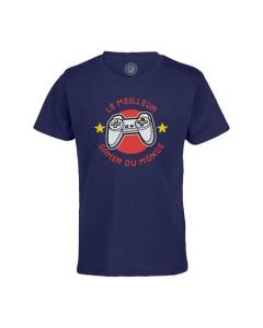 T-shirt Enfant Bleu Le Meilleur Gamer du Monde Gaming Retro Gamer