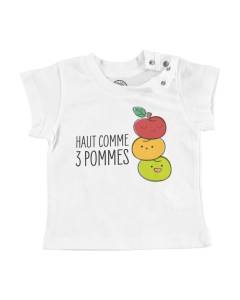 T-shirt Bébé Manche Courte Blanc Haut comme 3 Pommes Expression Fruits Enfant
