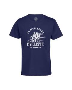 T-shirt Enfant Bleu La Meilleure Cycliste du Monde VTT Route Cyclisme