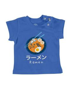 T-shirt Bébé Manche Courte Bleu Ramen Manga Anime Japon Asie Culture