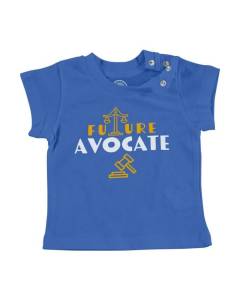 T-shirt Bébé Manche Courte Bleu Future Avocate Métier Justice