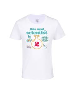 T-shirt Enfant Blanc This Mad Scientist is 2 Anniversaire Celebration Cadeau Anglais Science Theme