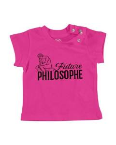 T-shirt Bébé Manche Courte Rose Future Philosophe Passion Métier