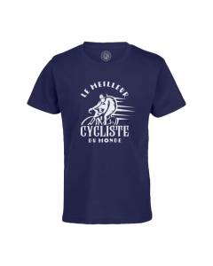 T-shirt Enfant Bleu Le Meilleur Cycliste du Monde VTT Route Cyclisme