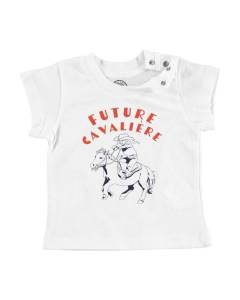 T-shirt Bébé Manche Courte Blanc Future Cavalière Sport Equitation Cheval
