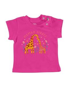 T-shirt Bébé Manche Courte Rose Sophie la Maman Girafe Dessin Illustration