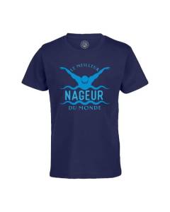T-shirt Enfant Bleu Le Meilleur Nageur du Monde Natation Piscine