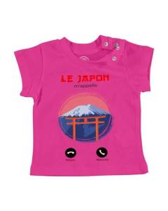 T-shirt Bébé Manche Courte Rose Le Japon M'Appelle Mont Fuji Paysage Tokyo