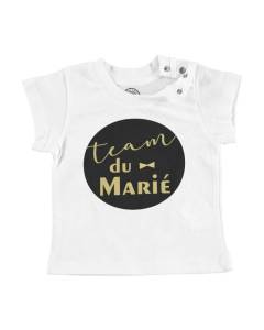 T-shirt Bébé Manche Courte Blanc Team du Marié Chic Mariage Marié Gentleman Art Déco
