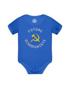Body Bébé Manche Courte Bleu Futur Communiste Politique Humour Avenir