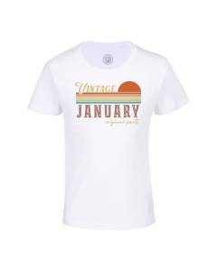 T-shirt Enfant Blanc Vintage Original Parts January Anniversaire Celebration Cadeau Anglais Retro Vintage Mois