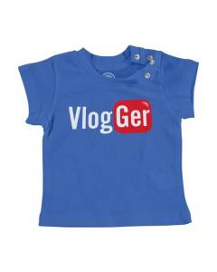 T-shirt Bébé Manche Courte Bleu Vlogger Reseaux Sociaux Vidéo Parodie