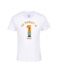 T-shirt Enfant Blanc Ce Robot À 1 Ans Anniversaire Celebration Enfant Cadeau