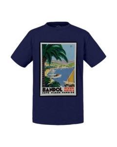 T-shirt Enfant Bleu Bandol Cote d'Azur Affiche Poster Vintage Voyage Art Deco 30's