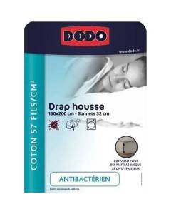 DRAP HOUSSE DODO - ANTIBACTERIENS - TAUPE - 160X2000 cm - Bonnet 32 cm