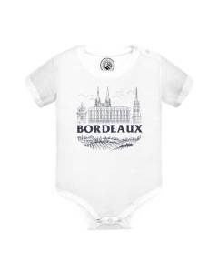 Body Bébé Manche Courte Blanc Bordeaux Minimalist Ville France Vin Voyage