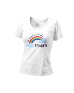 T-shirt Femme Col V Somewhere Over the Rainbow Musique Chanson Arc en Ciel