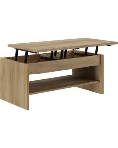 Table Basse ELSA - 2 plateaux relevables - Décor chêne - L 100 x P 50 x H 44 cm