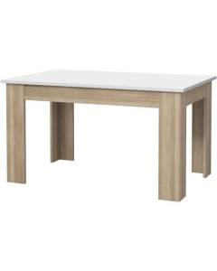Table à manger PILVI - 4 personnes - Blanc et chêne sonoma - L 140 x P 90 x H 75 cm