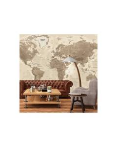 99 DECO - Papier Peint panoramique Map Monde - Marron
