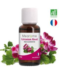 Géranium Rosat • Huile Essentielle BIO 30 ml • 100% Pure et Naturelle - HEBBD - HECT • Mearome