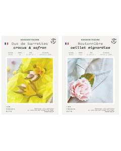 Coffret DIY papier - Mariage - 2 Barrettes Florales + 1 Boutonnière