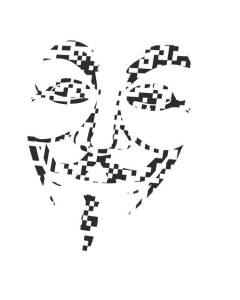 Tableau Décoratif  Visage Anonymous Noir Carrés  (40 cm x 48 cm)